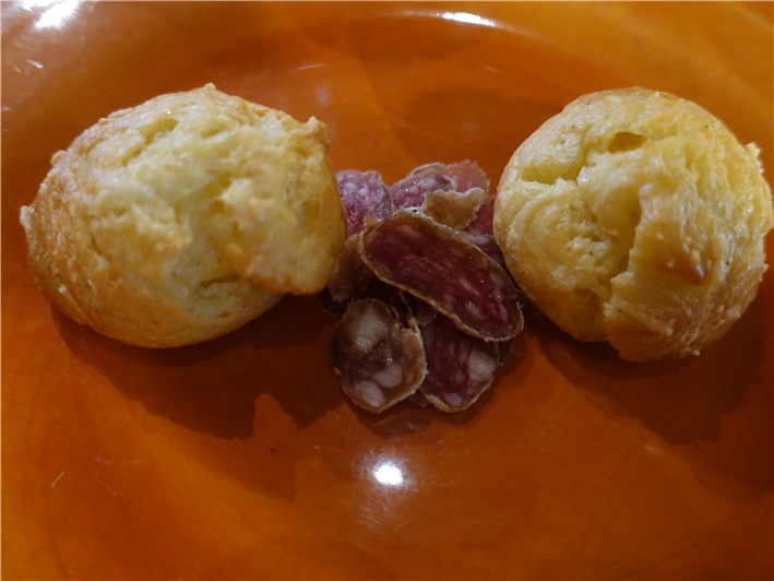 gougeres and saucisson